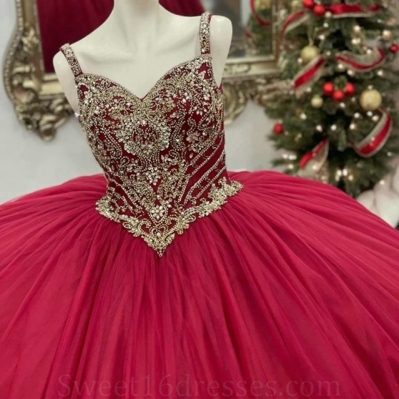 Off The Shoulder Red Quinceanera Dresses Ball Gown Princess Dress Appliques Lace Beaded vestidos de 15 Birthday Party Ball Gown