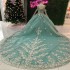 Off shoulder Mint Green Puffy Skirt Princess Quinceanera Dresses Applique Lace Beads Gillter Lace up Corset Charro vestido xv 15