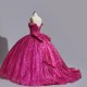 Pink Quinceanera Dress Fashion Organza Party Dress Luxury Spring Diamonds Tassel Ruffles vestidos de festa 