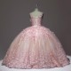 Pink Quinceanera Dress Fashion Organza Party Dress Luxury Spring Diamonds Tassel Ruffles vestidos de festa