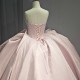 Pink Strapless Quinceanera Dresses Sweet 16 Prom Evening Gowns Applique Lace Beading Satin vestido de 15 quinceanera