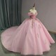 Pink Sweetheart Shiny Ball Gown Charming Short Sleeves Quinceanera Dresses 2024 Classic Applique vestido de 15 anos