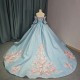 Princess Off The Shoulder Ball Gown Quinceanera Dress With 3D Handmade Flowers Beading Appliques Sweet 15 Prom Party Dress