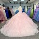 Princess Pink Quinceanera Dresses Customized Beaded Strapless Dress Corset Lace Up vestidos de 15 años quinceañeras