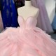 Princess Pink Quinceanera Dresses Customized Beaded Strapless Dress Corset Lace Up vestidos de 15 años quinceañeras