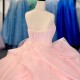 Princess Pink Quinceanera Dresses Customized Beaded Strapless Dress Corset Lace Up vestidos de 15 años quinceañeras