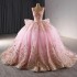 Princess Pink Spaghetti Straps Lace Quinceanera Dresses 2024 Princess Lace Up Sequins Sweet 15 Years Girl Birthday Party Dresses