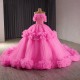 Princess Sweet 15 16 Dresses Ballgown Prom Dress Off Shoulder Quinceanera Dress 2024 Floral Lace Beads Dresses robes de soiree