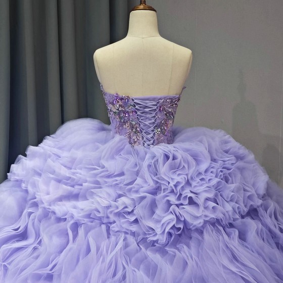 Purple Quinceanera Dress Ball Gown 2024 For Sweet 16 Girl Beading Appliues Strapless Graduation Party Princess Gowns