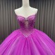 Purple Sweetheart Vestidos De 15 Quinceañera Princess Appliques Organza Lace Vestidos De Quinceañera 2025 Vestidos De Xv