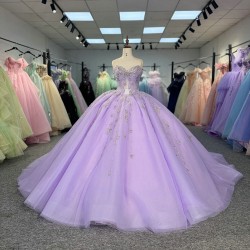 Quinceanera for 15 Anos Strapless Bow Short Sleeves Beaded Lacing Up Robe Princesse Bleu Femme Customized vestidos 15 anos