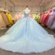 Real Picture Blue Quinceanera Dresses Appliques Beaded Tiered Sweet 16 Princess Prom Party Dress Vestido 15 14 Anos