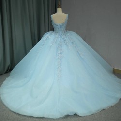 Real Picture Royal Blue Quinceanera Dresses Appliques Beaded Tiered Sweet 16 Princess Prom Party Dress Vestido 15 14 Anos