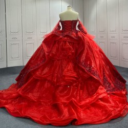 Red Quinceanera Dress Crystal Sweet 15 Evening Dress Sleeveless Ball Gown Beading Vestido De Quinceanera