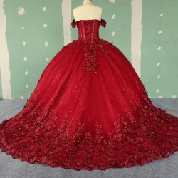 Red Quinceanera Dresses Sweet 15 Dress Off Shoulder Applique Beaded Prom Gown Ball Gown Party Wear vestido de 15 anos