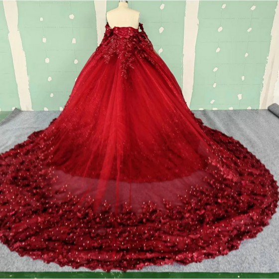 Red Quinceanera Dresses Sweet 15 Dress Off Shoulder Applique Beaded Prom Gown Ball Gown Party Wear vestido de 15 anos