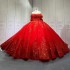 Red Quinceanera Dress Sweet 15 Evening Dress Crystal Sleeveless Ball Gown Beading Vestido De Quinceanera