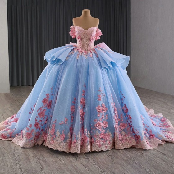 Romantic Sweet 15 16 Dress for Women Quinceanera Ball Gown Off Shoulder Large Train Formal Party Gown Cocktail vestidos 15 anos