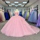 Scoop Neck Customized Quinceanera Dresses Sweep Train Short Sleeve Beauty Pageant Prom Gowns vestido de 15 años