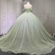 Scoop Neck Quinceanera Dress Lacing up Lace Sequins Court Train Vestidos De 15 Anos Customised