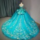 Sequin Quinceanera Dresses with Flower Appliques Off-the-shoulder for 15 Anos Princess Customized Ball Gown