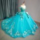 Sequin Quinceanera Dresses with Flower Appliques Off-the-shoulder for 15 Anos Princess Customized Ball Gown