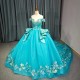 Sequin Quinceanera Dresses with Flower Appliques Off-the-shoulder for 15 Anos Princess Customized Ball Gown