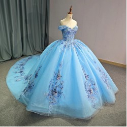 Sexy Sweetheart Quinceanera Dresses Ball Gown Romantic Beading Lace-like Off the Shoulder Sweet 16 Dresses Wedding Gown