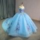 Sexy Sweetheart Quinceanera Dresses Ball Gown Romantic Beading Lace-like Off the Shoulder Sweet 16 Dresses Wedding Gown