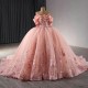 Shiny Pink Off Shoulder Ball Gown Quinceanera Dresses Beads Appliques Princess For Sweet 15 Birthday vestido 15 anos quinceanera