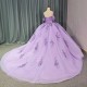 Shiny Scoop Shiny Quinceanera Dress Party Gown Purple Princess Lace Appliques Beads Crystal Off The Shoulder For 16 Year