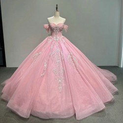 Short Sleeves Quinceanera Dresses for Girls Ball Gown Scoop Tulle Floor Length Promotion Vestido De 15 Anos Customised