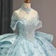 Sky Blue Ball Gown Quinceanera Dresses Party Ruffles High Neck 16 Birthday Princess Gowns vestidos de quinceanera