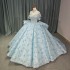 Sky Blue Ball Gown Quinceanera Dresses Party Ruffles High Neck 16 Birthday Princess Gowns vestidos de quinceanera