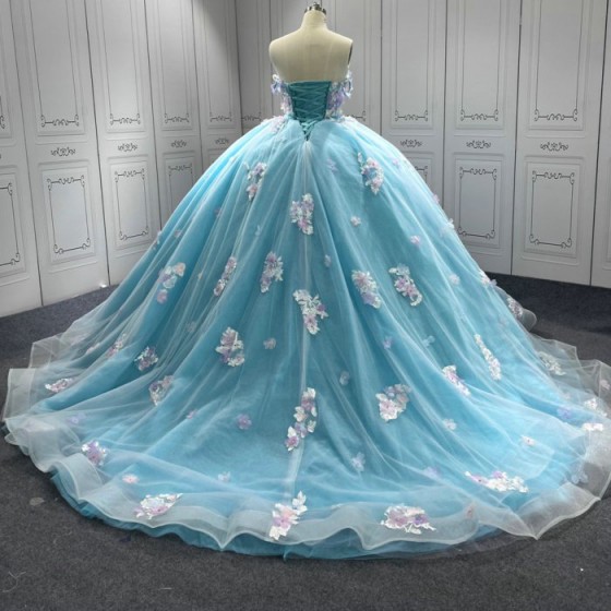 Sleeveless Blue Quinceanera Dress Sweet 15 Evening Dress Crystal Ball Gown Beading Vestido De Quinceanera 