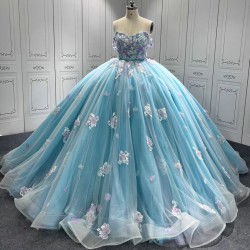 Sleeveless Blue Quinceanera Dress Sweet 15 Evening Dress Crystal Ball Gown Beading Vestido De Quinceanera 