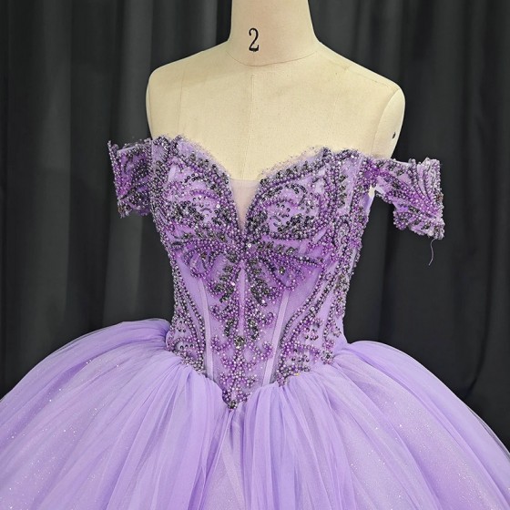 Sparkling Purple Sweetheart Quinceanera Dress 2024 Appliques Beads Party Sweet Ball Gown Graduation Prom Gowns vestidos 15 anos