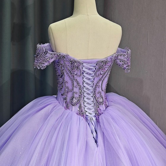 Sparkling Purple Sweetheart Quinceanera Dress 2024 Appliques Beads Party Sweet Ball Gown Graduation Prom Gowns vestidos 15 anos