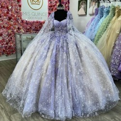 Sparkly Lavender Princess Ball Gown Quinceanera Dresses 2024 Appliques Lace Beads Sweetheart Sequined Vestidos De 15 Anos