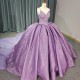 Sweet Purple Shiny Princess Quinceanera Dresses 3D Floral Ball Gown Spaghetti Straps Lace Tull Corset vestido de 15 quinceanera