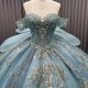 Vestidos De 15 Quinceañera Flowers Vestidos De 15 Años Green V-neck Beading Lace Evening Party Dress