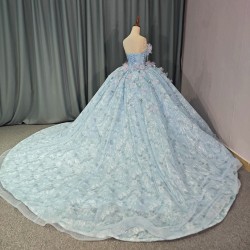 Wholesale Appliques Beading Ball Gown Quinceanera Dresses Charming Beaded Flower Strapless Sweet 15 Dress Lace-up Vestidos De