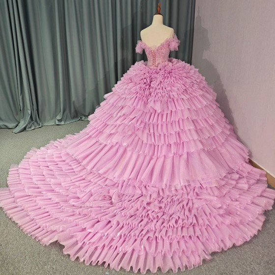 Women Sweetheart Cake Quinceanera Dresses Ball Gown V-neck Lace Up Sweet 16 Dresses for Teens Sequins vestidos 15 anos