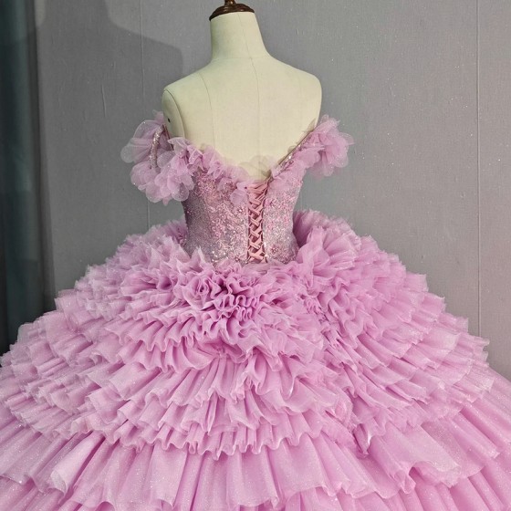 Women Sweetheart Cake Quinceanera Dresses Ball Gown V-neck Lace Up Sweet 16 Dresses for Teens Sequins vestidos 15 anos