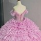 Women Sweetheart Cake Quinceanera Dresses Ball Gown V-neck Lace Up Sweet 16 Dresses for Teens Sequins vestidos 15 anos