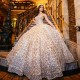 2024 Champagne Quinceanera Dress Ball Gown Off Shoulder Appliques Lace Beads Crystal Bow Tull Sweet 15 Years Vestidos 16 De XV