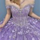 2024 Lavender Quinceanera Dress Ball Gown Tulle Appliques Lace Beads Crystal Off Shoulder Sweet 15 16 Years Birthday Party Forma