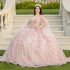 2024 Light Pink Shiny 3D Floral Appliques Quinceanera Dresses Ball Gown Bride Robe Bridal Dress Vestidos 15 De Novia Sweet 16