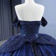 2024 Navy Blue Sparkly Quinceanera Dresses Off Shoulder Beads Crystal Corset vestido 15 anos quinceanera lace-up Sweet 15 Gown