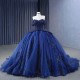 2024 Navy Blue Sparkly Quinceanera Dresses Off Shoulder Beads Crystal Corset vestido 15 anos quinceanera lace-up Sweet 15 Gown